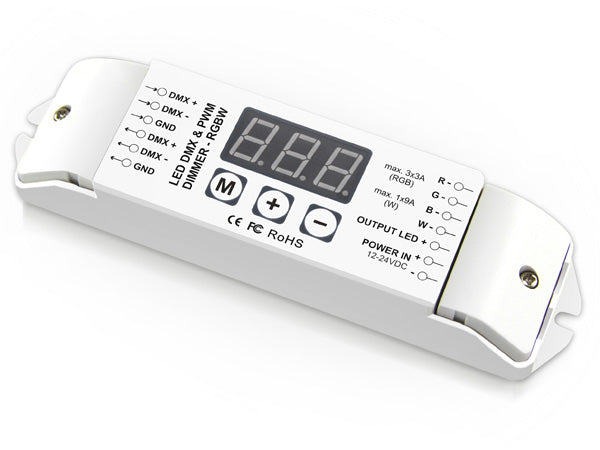 BC-834 DC 12V-24V Constant Voltage Multi-function 4CH DMX512 Decoder for RGBW & RGBWW LED Lights