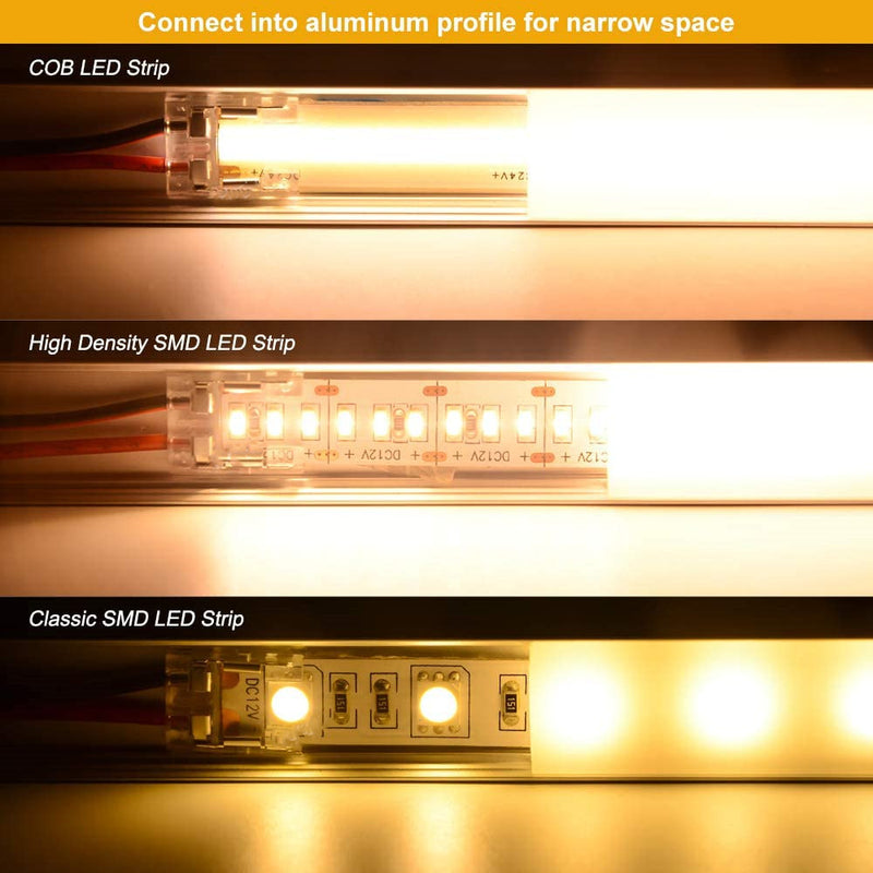 10PCS PACK COB LED Strip Connectors Solderless Snap Down 2 Conductors Connectors for 8mm 10mm Wide COB Flex LED Strips
