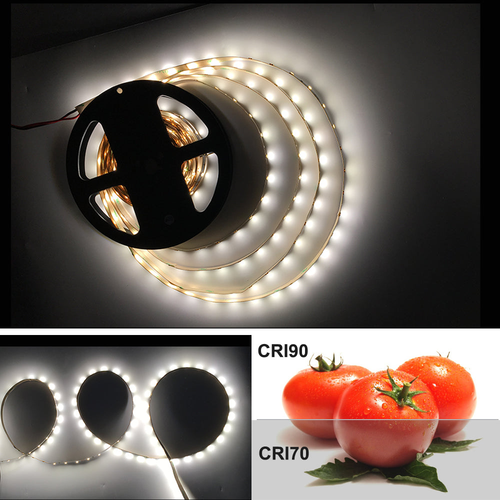 High CRI 90 LED Strips,  Flexible 5M LED Strips, SMD2835-300 60 LEDs 1000LM Per Meter 8mm Wide Tape