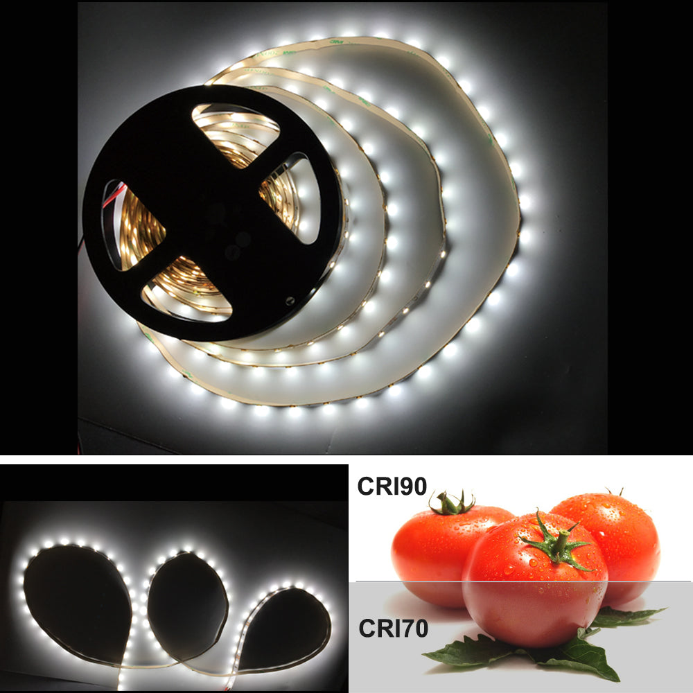 High CRI 90 LED Strips,  Flexible 5M LED Strips, SMD2835-300 60 LEDs 1000LM Per Meter 8mm Wide Tape