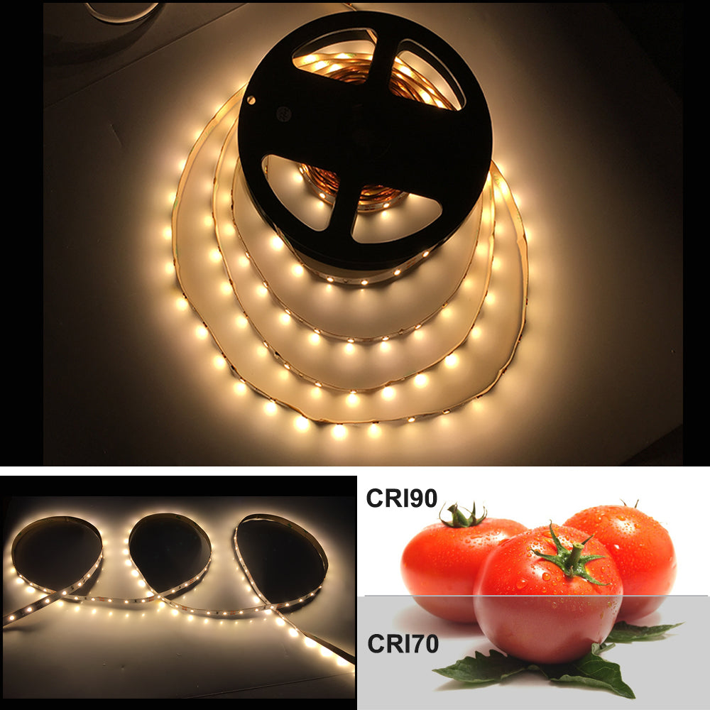 High CRI 90 LED Strips,  Flexible 5M LED Strips, SMD2835-300 60 LEDs 1000LM Per Meter 8mm Wide Tape