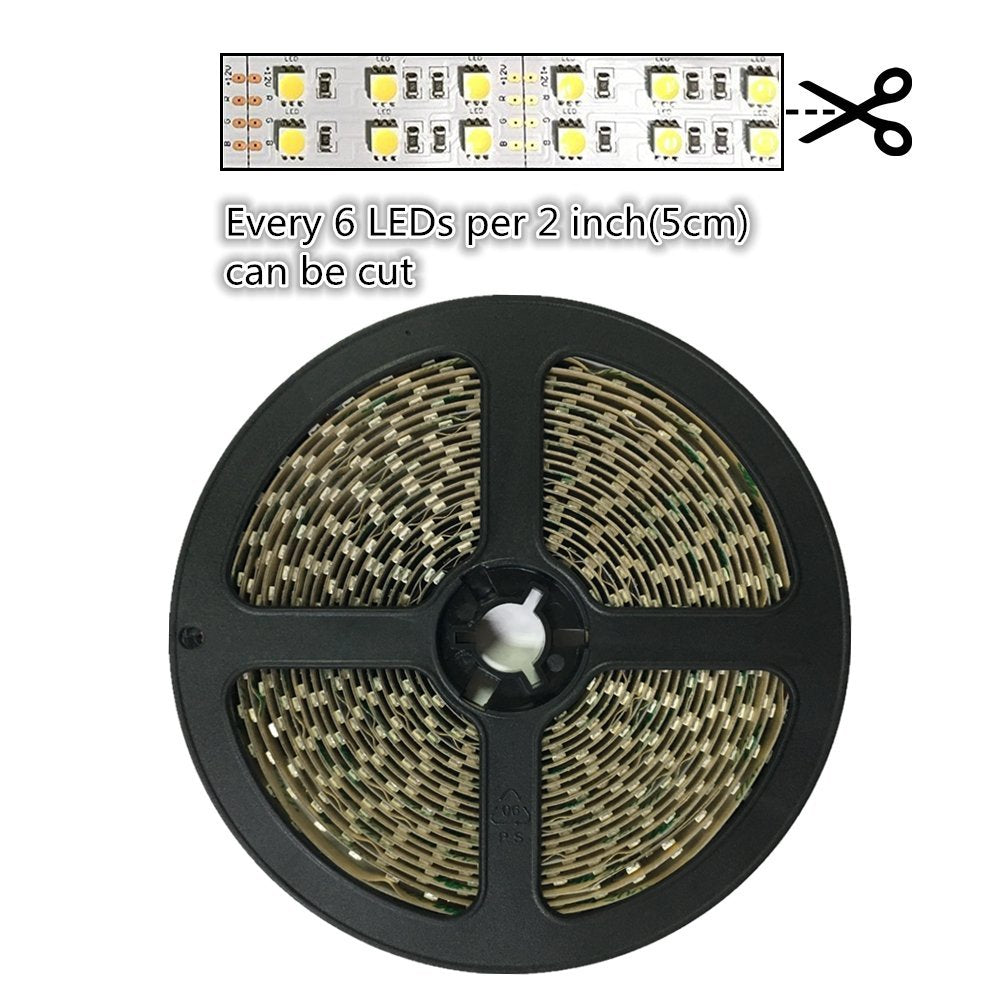 High CRI90 LED Light Strip, SMD3528-1200 240 LEDs 1200LM Per Meter, Double Row Flexible LED Strips, 15mm Wide 12V Tape