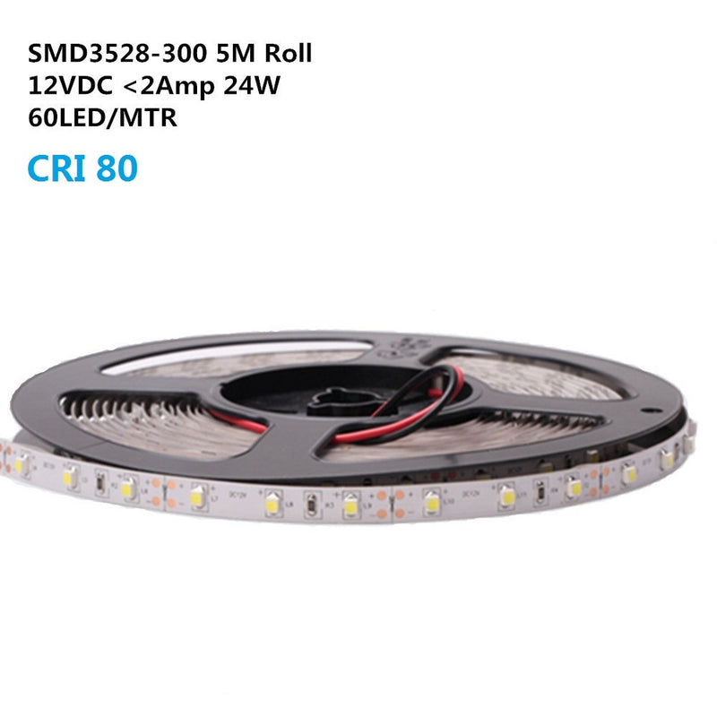 12V Dimmable SMD3528-300 Flexible LED Strips 60 LEDs Per Meter 8mm