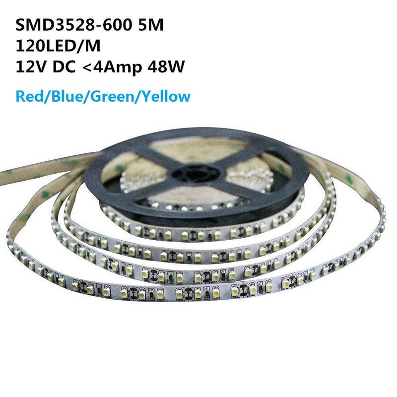 DC 12V Red/Blue/Green/Yellow Dimmable SMD3528-600 Flexible LED