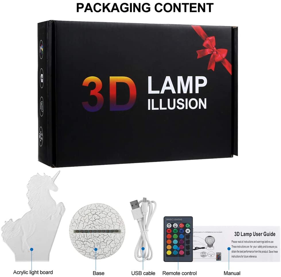 Transportation Images 3D Illusion LED Night Light w/  16 Colors Remote Touch Switch Adjustable Brightness for Kids Bedroom Decoration