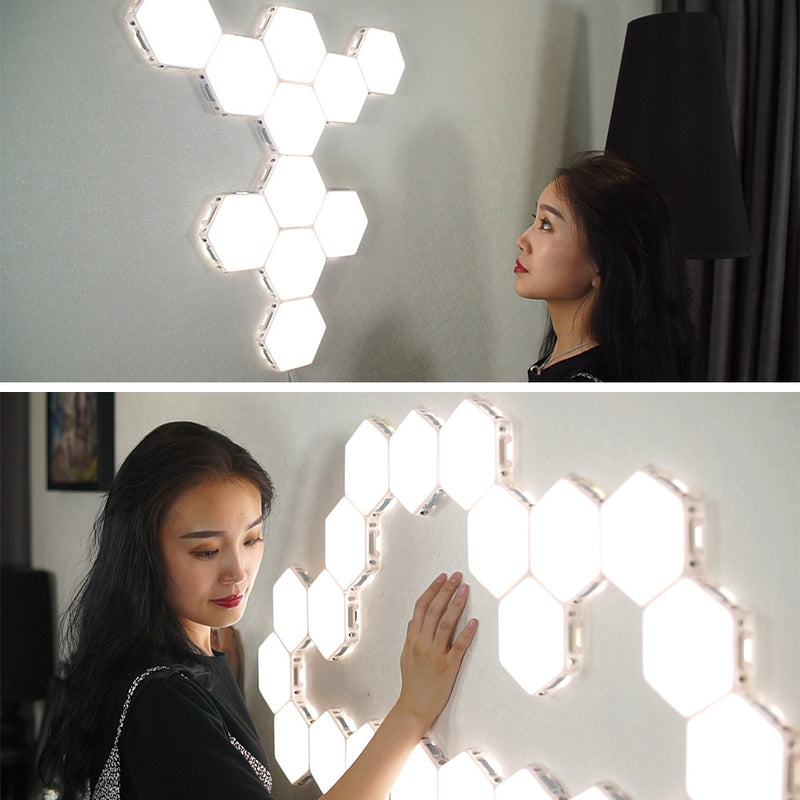 Free Shipping 6 Pack Hexagonal LED Wall Light, DIY Modular Touch Sensitive Lights LED Night Light
