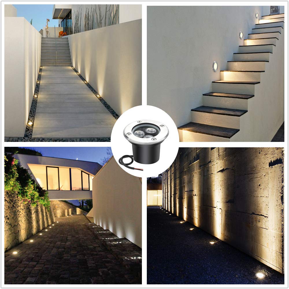 4 Pack 3W Outdoor Landscape Lights 12V Warm White 300 Lumens Waterproof IP67 Garden Lights