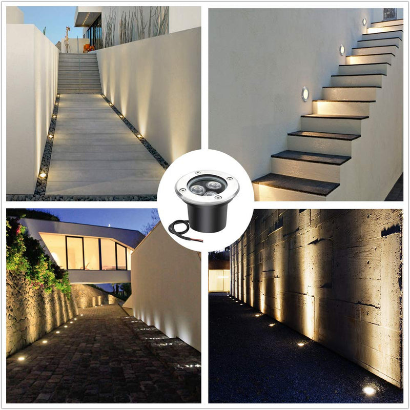4 Pack 5W Waterproof LED In Ground Well Lights Low Voltage Landscape  Lighting
