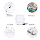 White Trim LED Panel Light 10mm Thick Square Shape Low Profile Recessed Ceiling Panel Lamp 100-240V AC