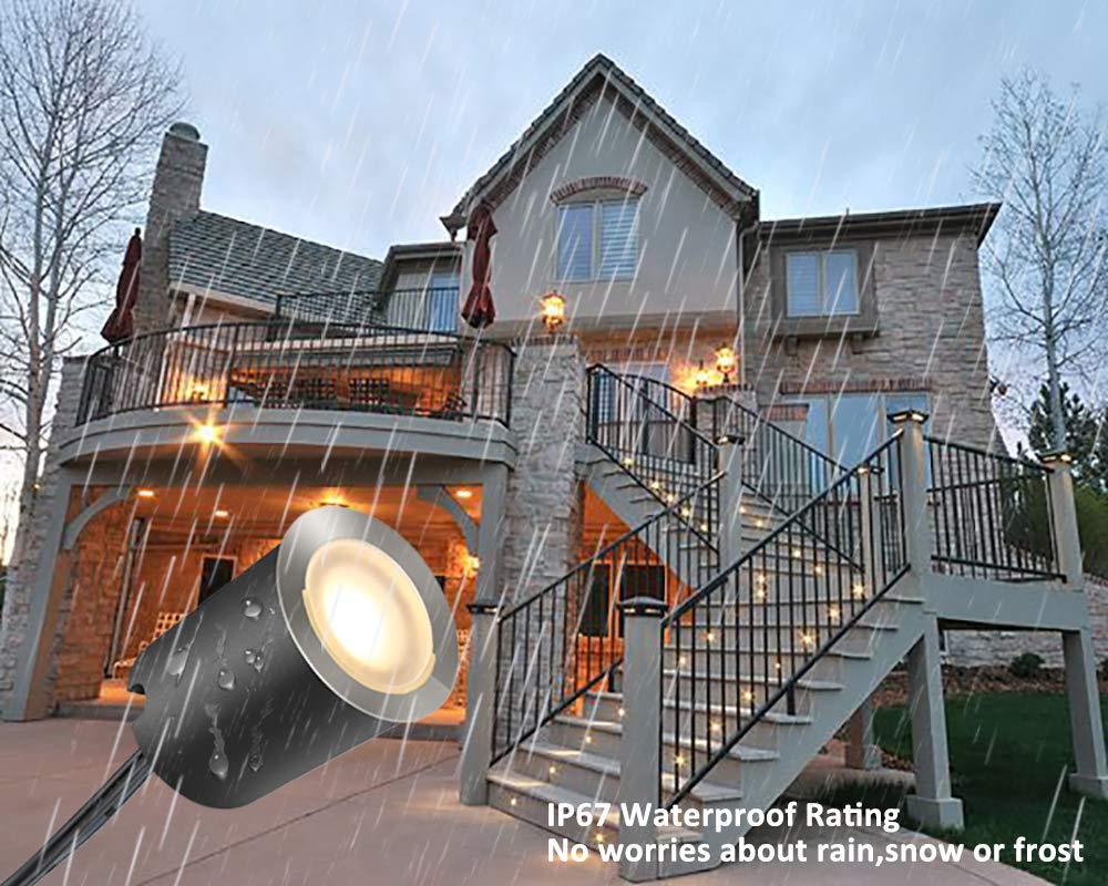 16 Pack Outdoor Recessed LED Deck Lights Kits IP67 Waterproof with Black Protection Shell LED Step Lights Kit for Garden/Yard/Steps/Bath Room/Kitchen