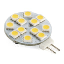 4 Pack 2.2 Watt (25 Watt Equivalent) DC12V Flat Round Wafer Disc Light Bulb G4 Bi-pin base Lamps with 12 pcs Tri-Chip LED SMD5050