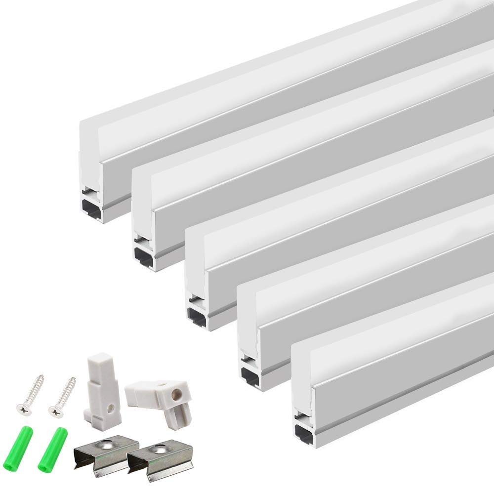 5Pack 3.3FT/1M Crystal Aluminum Channel w/ Acrylic Frosted Covers for LED Strip Lights Installation