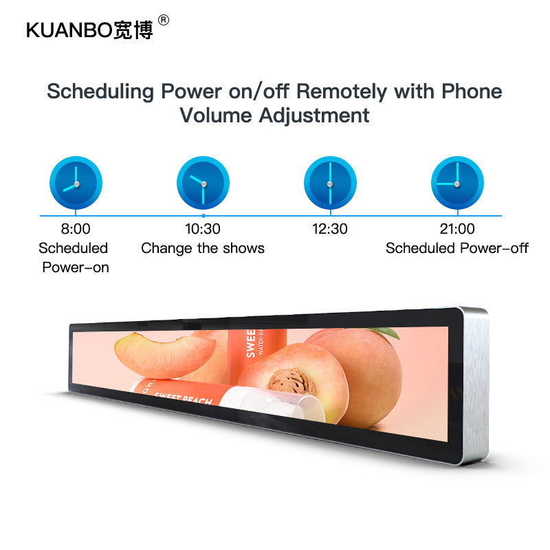 Customized resizing Stretched Bar LCD Display retail display video screens for supermarket