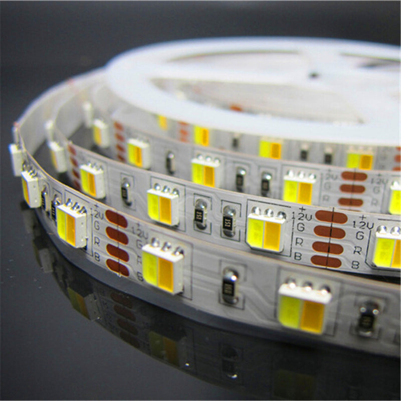 12V Dual White LED light Strip, 16.4FT/5Meter SMD5050-300 60 LEDs Per Meter 2 in 1 Color Temp-Adjustable Flexible LED Strip Light