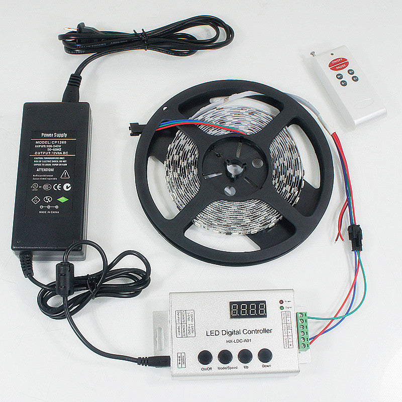 TM1914 Addressable Dream Color LED Light Strip, 12VDC 16.4Ft/5M 5050 RGB Pixel LED Strip Kit with 60LEDs /Mtr