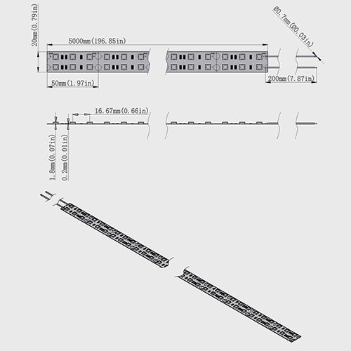DC12V SMD5050-600-IR InfraRed 940nm | 850nm IR LED Lighting Strip, Double Row 120LEDs 28.8W Per Meter Tape