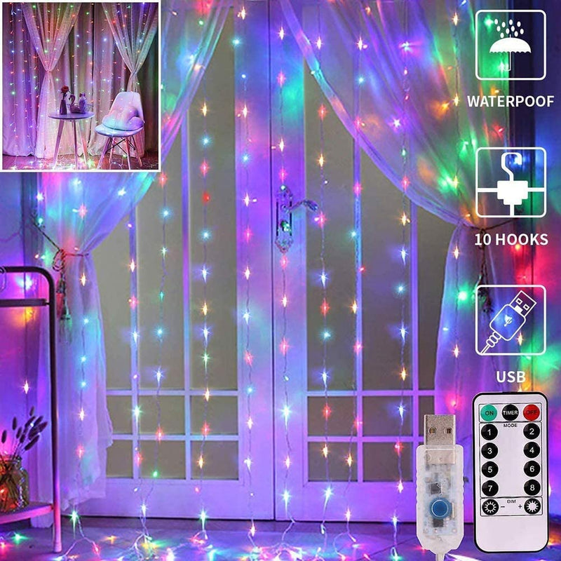 Battery or USB Plug in, 9.8 x 9.8 ft Remote Control Curtain Fairy