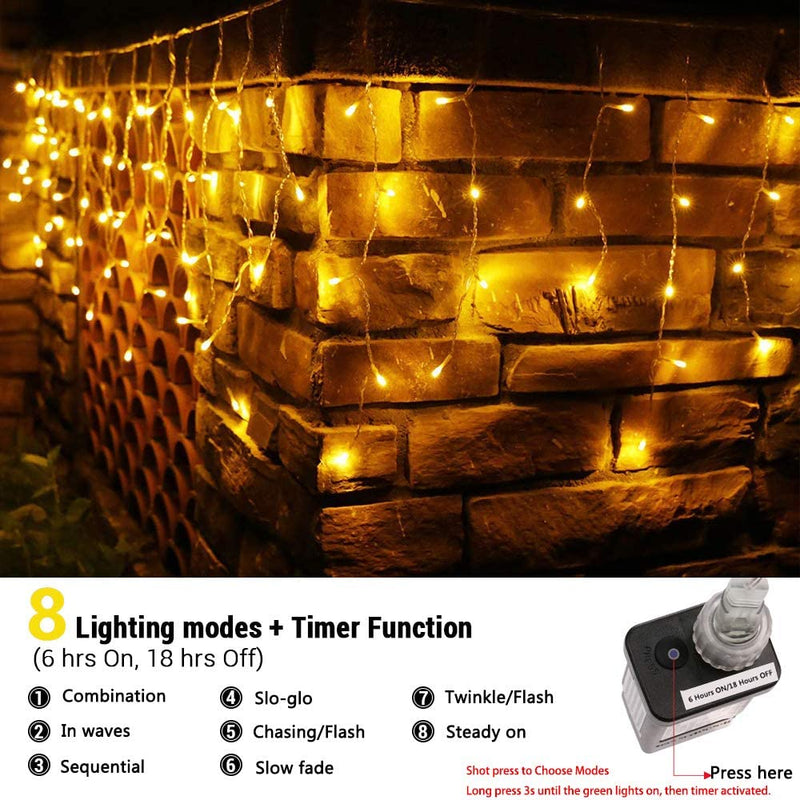 66FT 200 LED Fairy Lights Plug in with Remote and Timer, Waterproof String  Lights Indoor Outdoor, Upgraded 8 Modes Twinkle String Lights for Bedroom