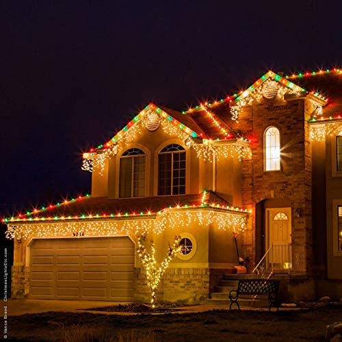 2PCS Pack of Christmas Icicle Lights Outdoor, 400 LEDs 32.8ft 8 Modes Fairy Icicle String Lights with 75 Drops, LED Christmas Twinkle Lights for Holiday, Party, Wedding, Christmas Decorations