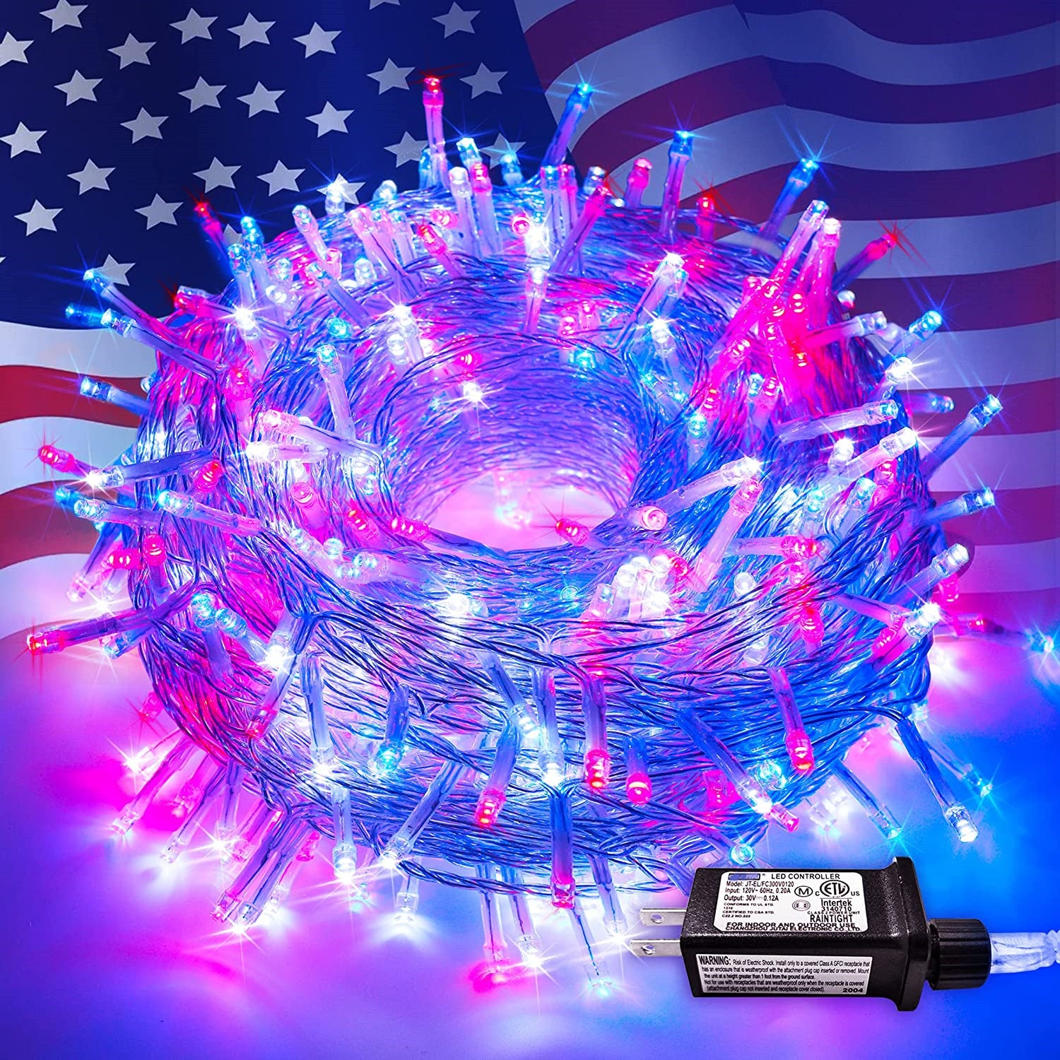 2pcs Pack of 66ft 200 LED Christmas String Lights Indoor Outdoor Waterproof Christmas Lights Clear Wire, 8 Modes Twinkle Lights Plug in for Tree Room Bedroom Wedding Christmas Decorations