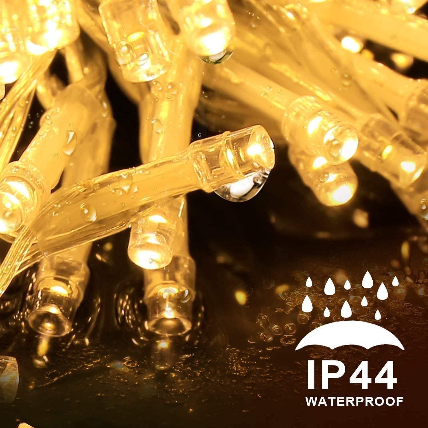 2pcs Pack of 66ft 200 LED Christmas String Lights Indoor Outdoor Waterproof Christmas Lights Clear Wire, 8 Modes Twinkle Lights Plug in for Tree Room Bedroom Wedding Christmas Decorations