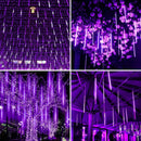 3PCS Pack of Christmas Lights Meteor Shower Rain Lights 8 Tube 12 Inch Waterproof Plug in Falling Rain Fairy String Lights for Halloween Christmas Holiday Party Home Patio Outdoor Decoration