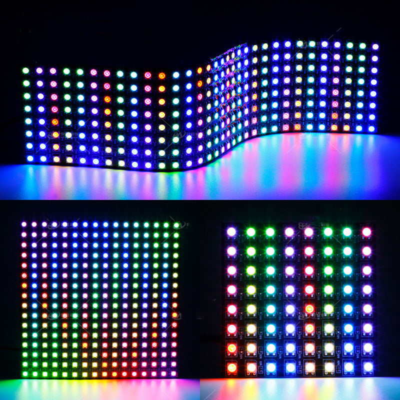 LED Matrix Screen WS2812B Digital Flexible LED Panel SMD5050 RGB Individually Addressable Full Dream Color DC5V