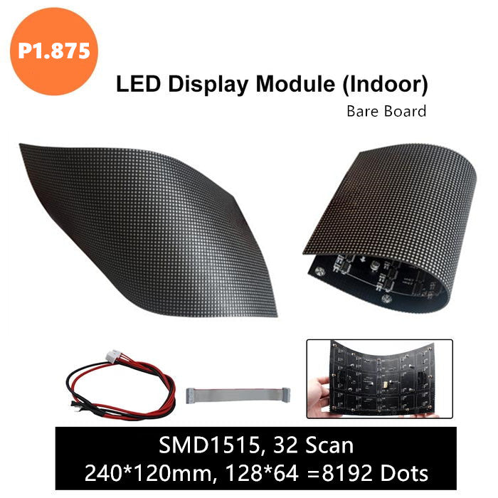M-F1.8 (P1.875) Bare Board LED Module, 1.875mm Full RGB Pixel Panel Screen in 240 * 120 mm with 8192 dots, 1/32 Scan, 800 Nits for Indoor Display