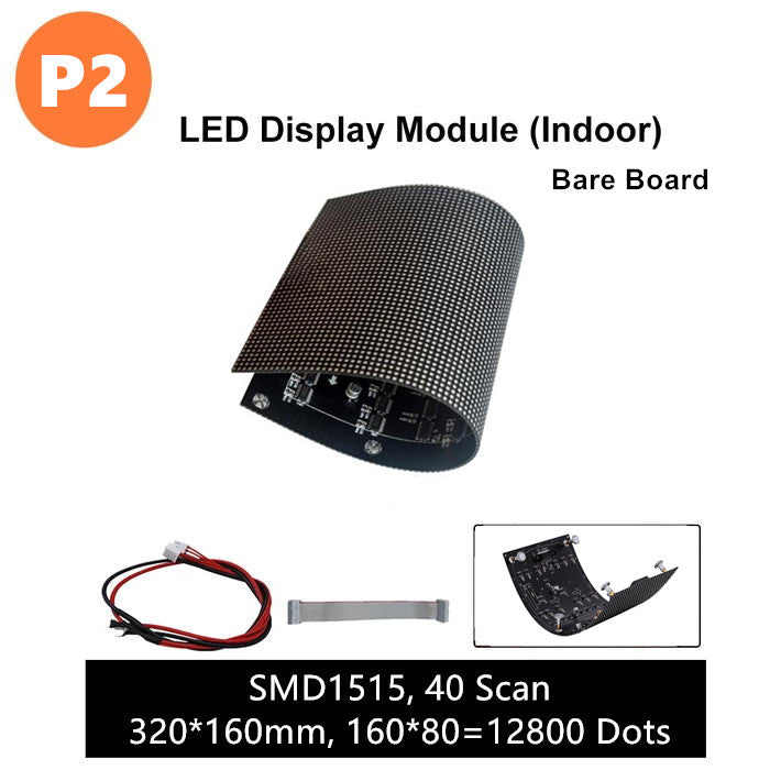 M-F2L (P2) Bare Board LED Module, 2mm Full RGB Pixel Panel Screen in 320 * 160 mm with 12800 dots, 1/40 Scan, 800 Nits LED Tile for Indoor Display