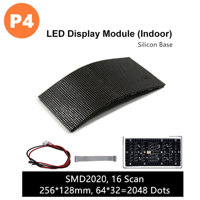 M-SF4 (P4) Silicon Based LED Module, 4mm Full RGB Pixel Panel Screen in 256 * 128 mm with 2048 dots, 1/16 Scan, 600 Nits LED Tile for Indoor Display