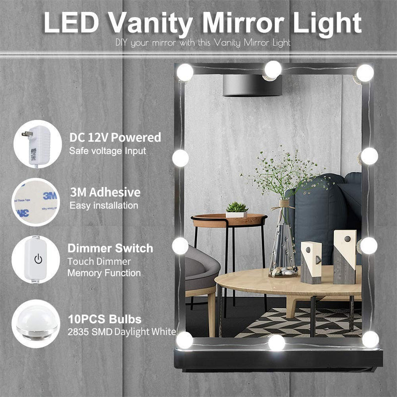 MIRROTOWEL Vanity Desk with Mirror and Lights, Dressing Table with Large  Drawer, 2 Level Storage Dresser & 3 Lighting Modes Adjustable Brightness,  Suitable for Bedroom (White) - Walmart.com