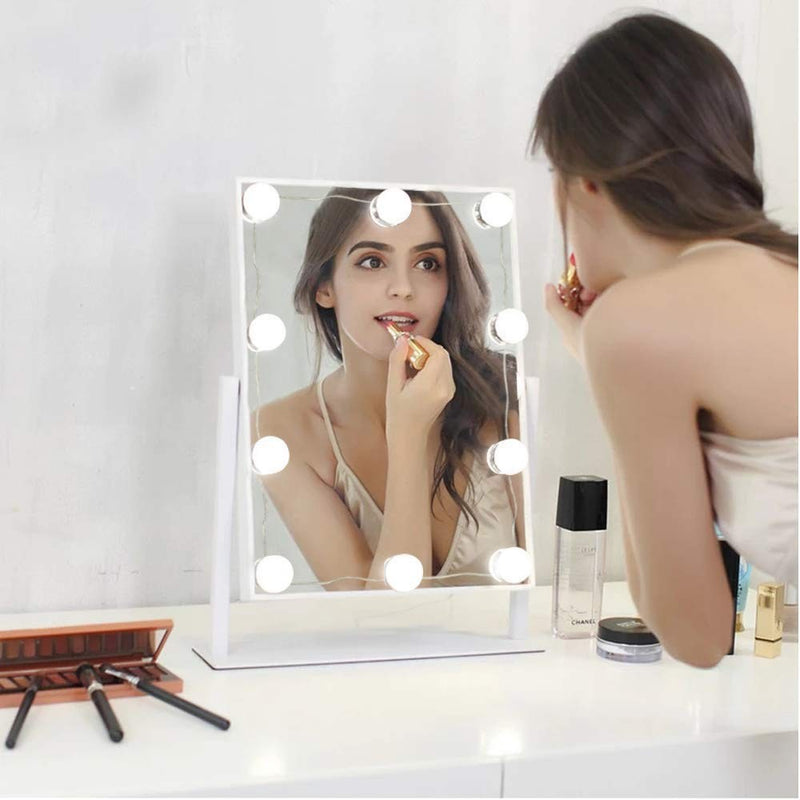 Hollywood Style Led Vanity Mirror Lights Kit - Vanity Lights Have 10  Dimmable Light Bulbs for Makeup Dressing Table and Power Supply Plug in  Lighting
