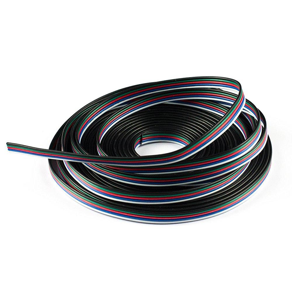 22Guage RGBW RGBWW LED Strip Extension Cable 5pin 5Color Stand Wire Bonded Flat Cable for SMD5050 RGBW RGBWW Color