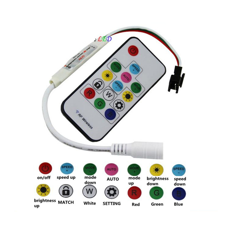 5V DC Wiress RF Remote Controller for Dream Color Magic Color Addressable RGBW LED Flexible Strip Lights Max 2048 Pixels Controllable