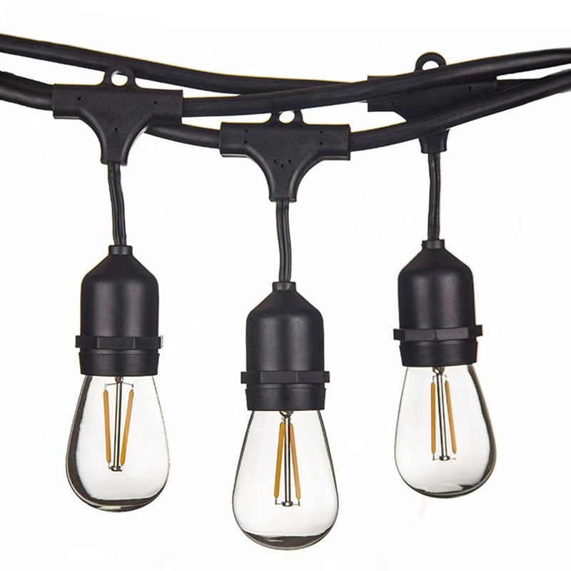 1Pack - Dimmable Waterproof LED Outdoor String Lights - Hanging, 2W Edison Bulbs - 48Ft Commercial Lights for Decor for Patio, Backyard, Garden, S14 Black - Warm White