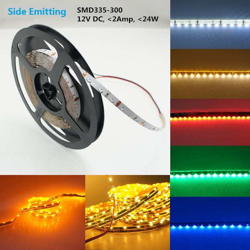 LED Ribbon Flexible Strips - 12 volt DC, 12 Inch, Water Resistant Version,  Black Backing, 12 inch Red/Black Power Connectors, Super Bright and  Flexible. Endless uses!