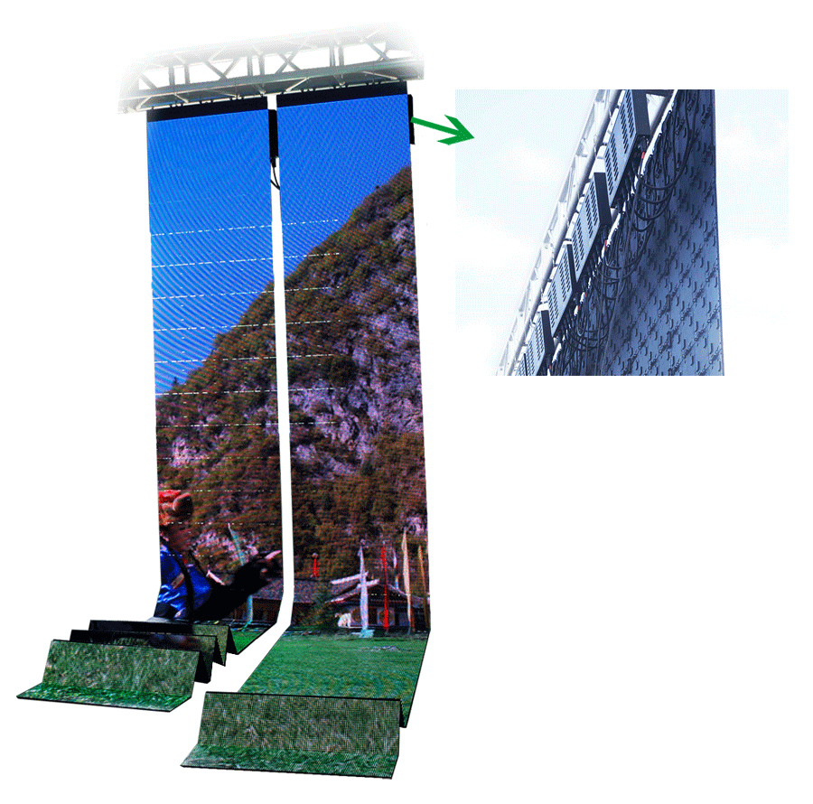 15mm Super Slim Outdoor LED Curtain Display Screen 360° Foldable Patented 7.8mm Pixel Pitch LED Display
