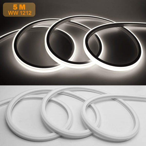 16.5ft/5M DC12V T1212 Silicone Waterproof Neon Flexible Strip LED Lights with 600LED SMD3528 LED
