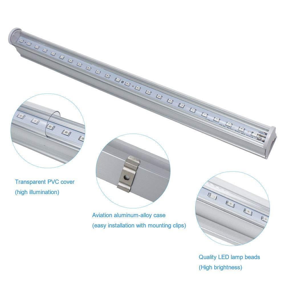 10Pcs 1/2/3/4 Ft LED Tube T5 Grow Light Red/Blue Spectrum(R:B=5:1) Clear Lens for Indoor Plant Veg and Flower Hydroponic Greenhouse Growing Bar Light