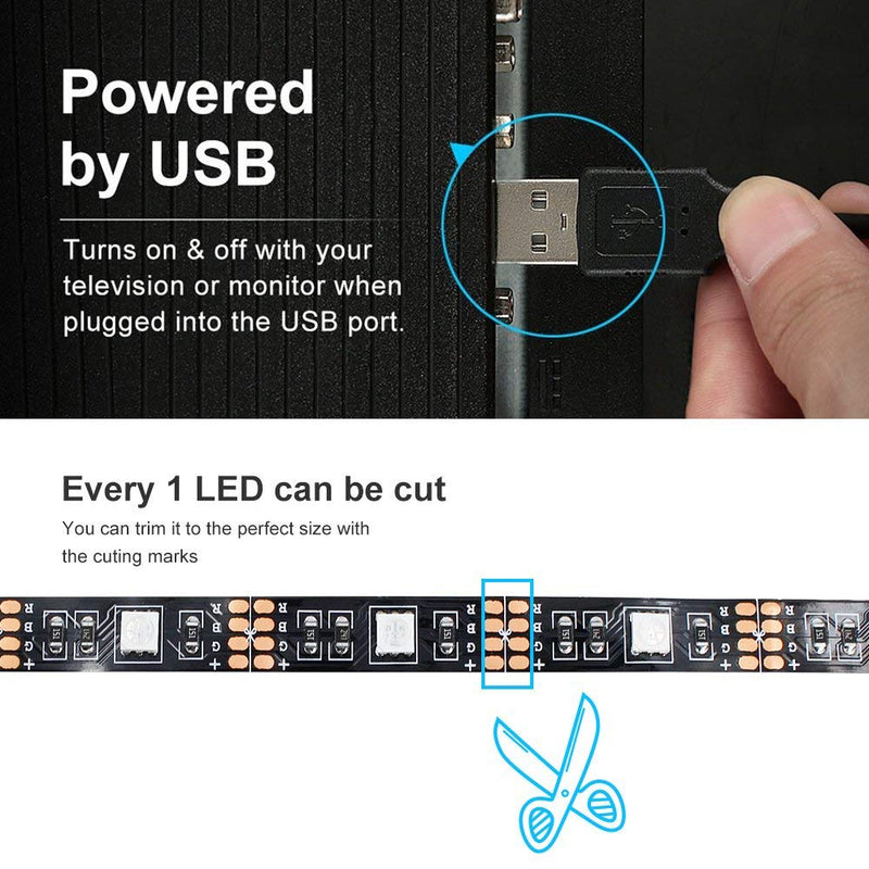 USB Powered Trimmable RGB LED Strip Light 1m