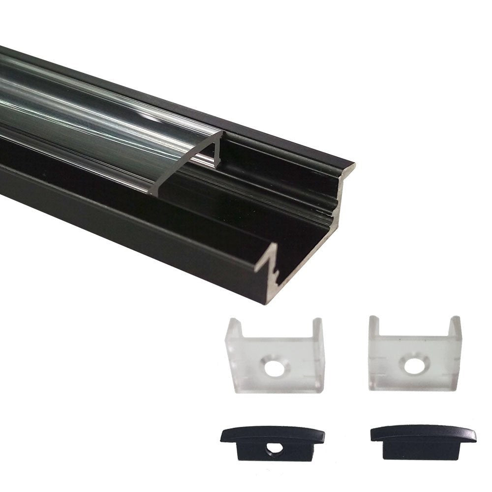 Black LED Profile U01 9x23mm U-Shape LED Aluminum Channel System