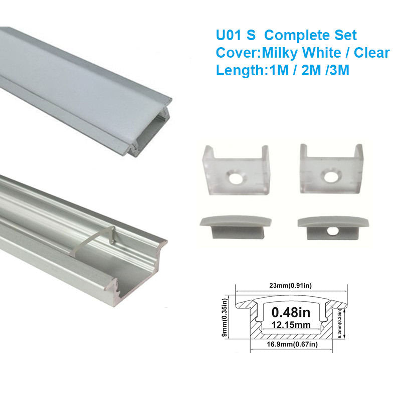 Silver U01 9x23mm U-Shape LED Aluminum Channel System for LED Strip Li –  LEDLightsWorld