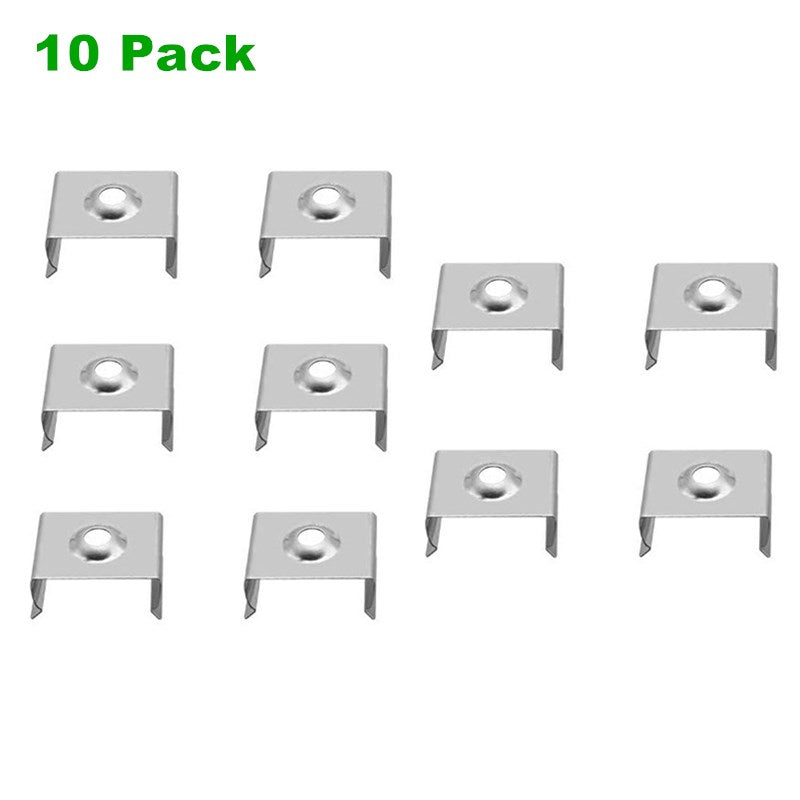 10pcs Clear Metal U or V Mounting Clips for U-Shape and V-Shape LED Strip Aluminum Channel (Fit Model U01, U02, U03, U04, U05, U06, V01, V02,V03)