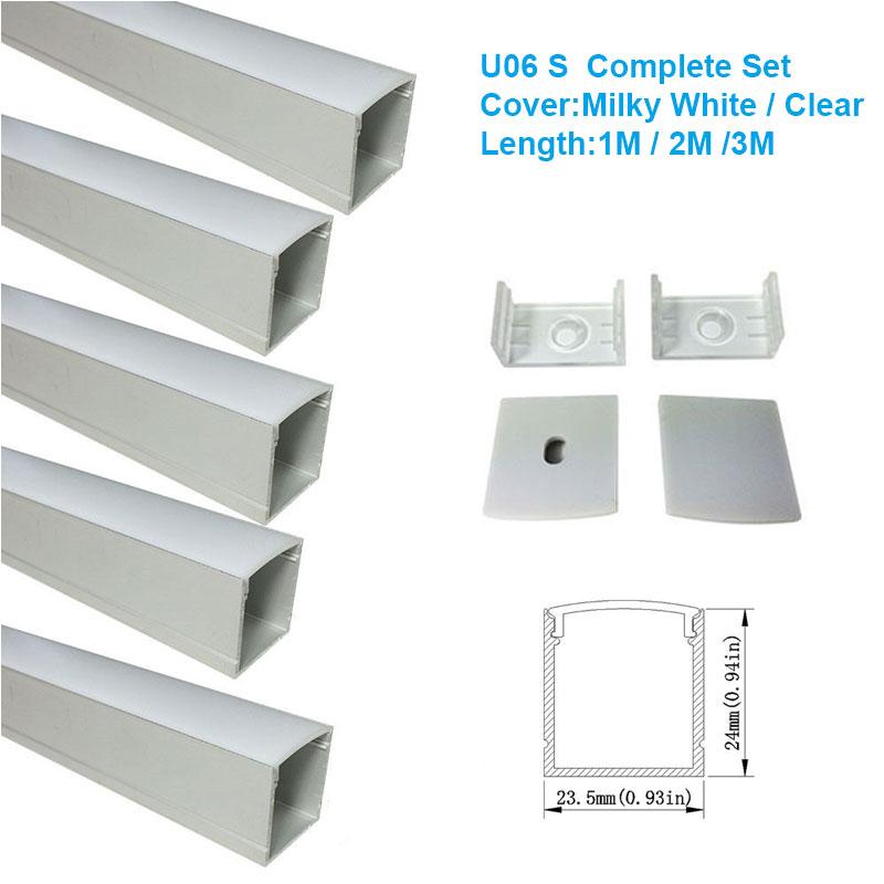 Silver U06 24x24mm U Shape LED Aluminum Profile Kit for LED Strip Light