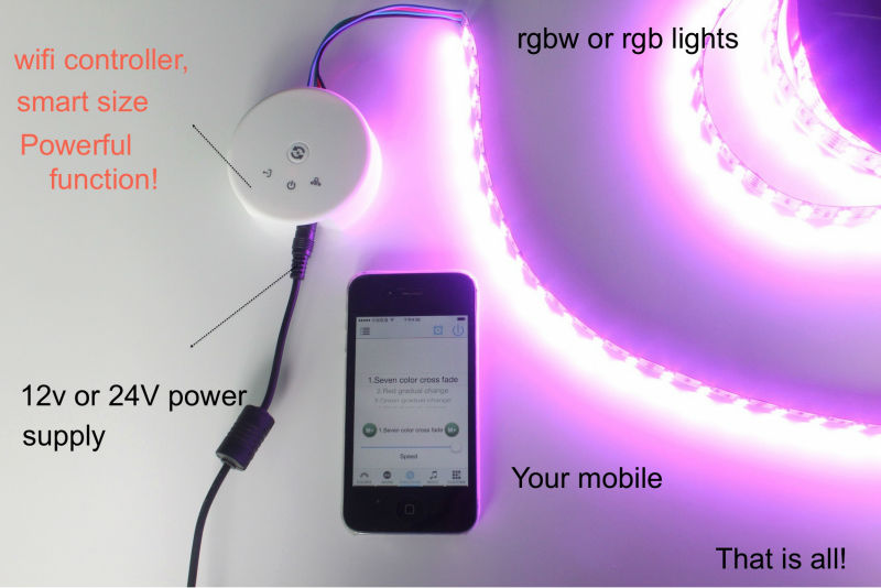 UFO WiFi Smart Phone App Controllable LED RGB / RGBW Controller Wireless Controller for LED Flexible Strips