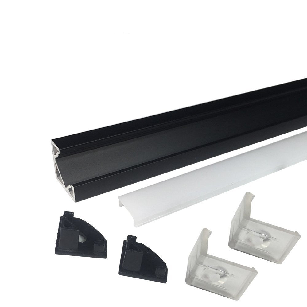 Black LED Profile V03 18x18mm V-Shape Corner LED Aluminum Channel System
