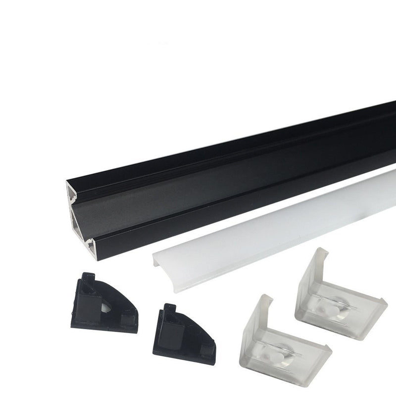 Profile Aluminium LED Angle 45°, 8 x 1M/3.3ft V-Shape avec Couvercle Blanc