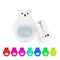 White Bear Clock and LED Night Light Rechargeable RGB Color Nursery Lamp Remote Controlled for Baby Girls Boys