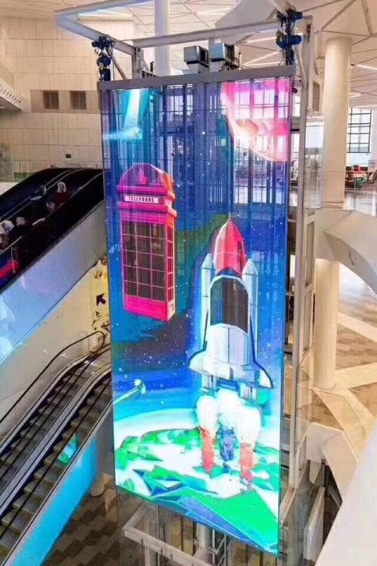 aClear Series P3.9/7.8mm Transparent LED Display 1500nits/4500nits in Size 1000x500mm Aluminum Cabinet for Indoor Installation for Glass /Window
