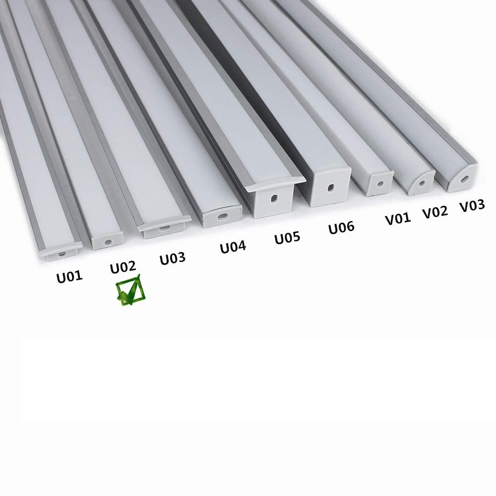 5Pack of 50cm (20'') LED Profile U02 9x17mm U-Shap LED Aluminum Channel System Fit for 12mm Wide LED Strips
